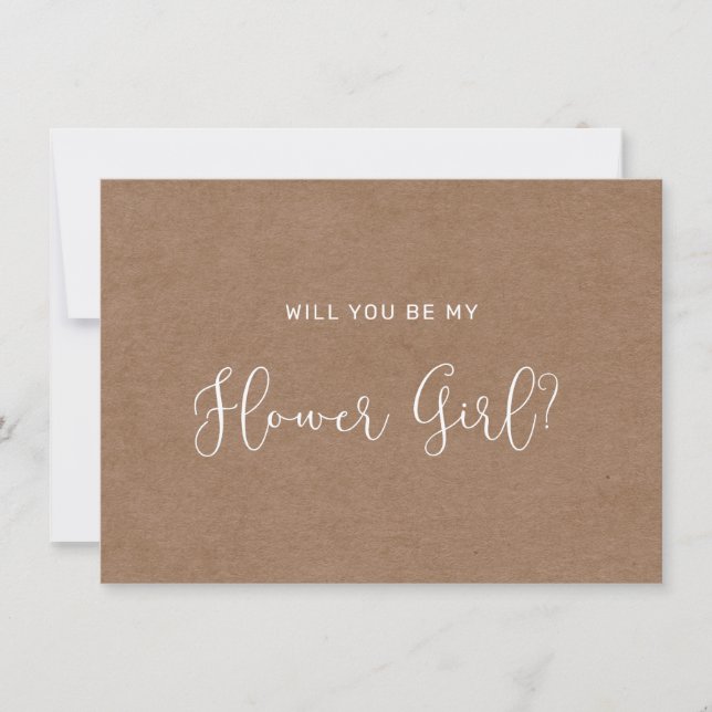 Minimalist Rustic Flower Girl Proposal Card (Front)