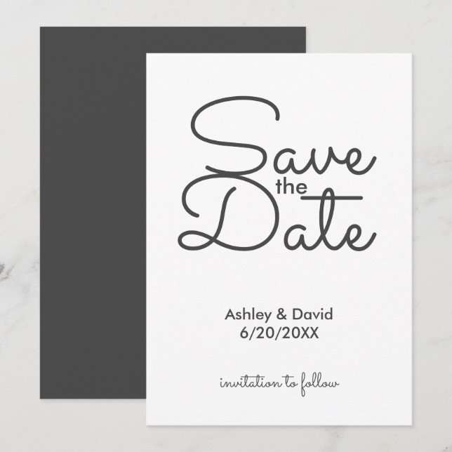 Minimalist Rustic Handwritten Save the Date Card (Front/Back)