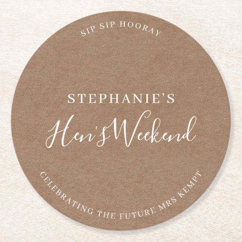 Minimalist Rustic Hens Weekend Coasters