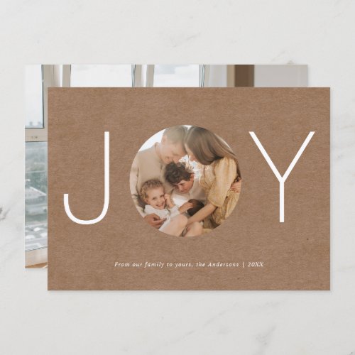 Minimalist Rustic Joy Happy Holidays Photo Card