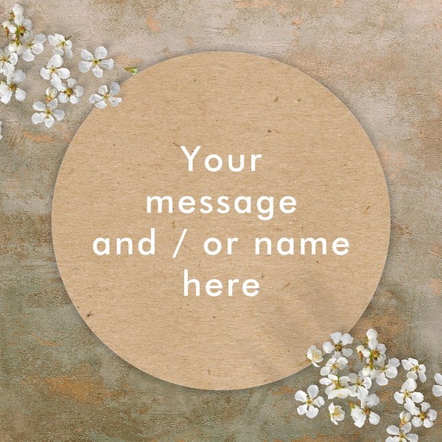 Minimalist Rustic Kraft Personalized Classic Round Sticker (Minimalist Rustic Kraft Personalized Classic Round Sticker)