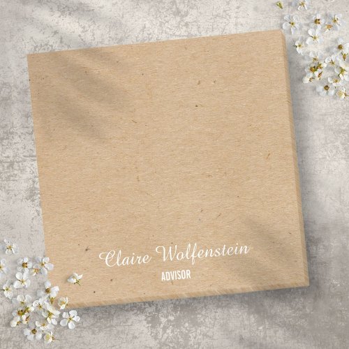 Minimalist Rustic Kraft Script Personalized Post_it Notes