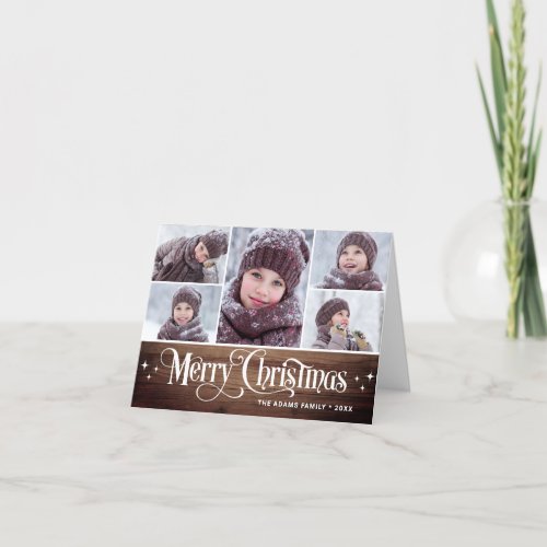 Minimalist Rustic Merry Christmas 5 PHOTOS Boho Holiday Card