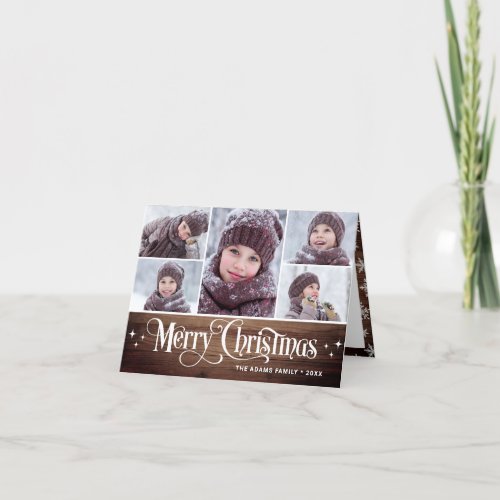 Minimalist Rustic Merry Christmas 5 PHOTOS Boho Holiday Card