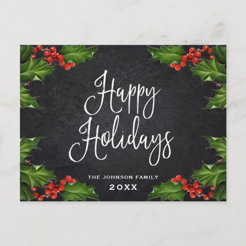 Minimalist Rustic Merry Christmas Greeting Holiday Postcard