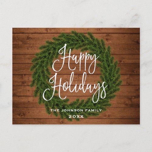 Minimalist Rustic Merry Christmas Greeting Holiday Postcard