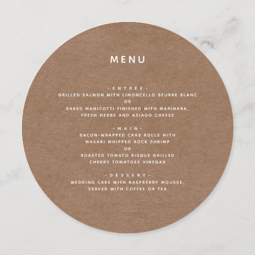 Minimalist Rustic Message Thank you Menu