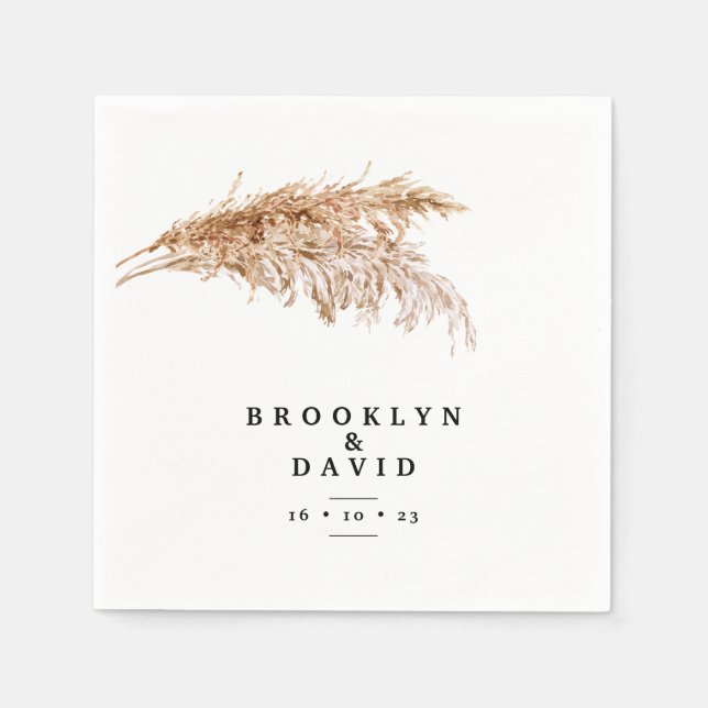 Minimalist Rustic Pampas Grass Wedding   Napkins (Front)