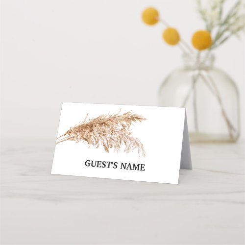 Minimalist Rustic Pampas Grass Wedding Place Card