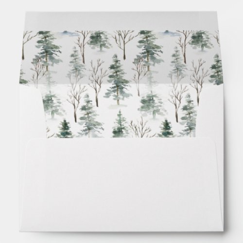 Minimalist Rustic Pine Tree Wedding Envelope