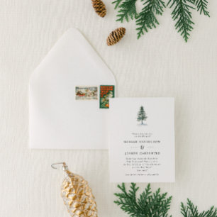 Minimalist Rustic Pine Tree Wedding Invitation