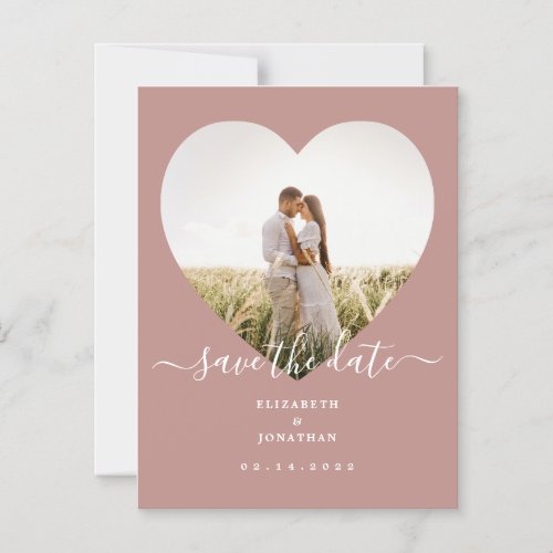 Minimalist Rustic Pink Photo Wedding Save The Date Magnetic Invitation