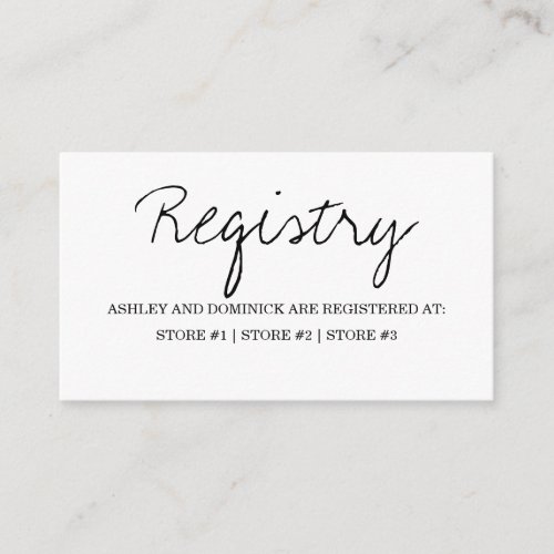 Minimalist Rustic Script Wedding Registry Enclosure Card