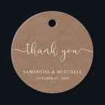 Minimalist Rustic Thank You Favor Tags<br><div class="desc">Designed to coordinate with our Minimalist Rustic Collection, this customizable thank you favor tag features a white classic font on a kraft effect background. This is a simple and minimalist rustic collection, very versatile and suitable for any wedding season. For more advanced customization of this design, e.g. changing layout, font...</div>