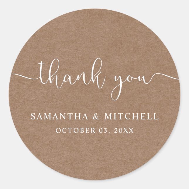 Minimalist Rustic Thank you Sticker (Front)