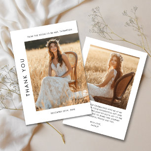 Minimalist Rustic Typography Bridal Shower Photo Thank You Card