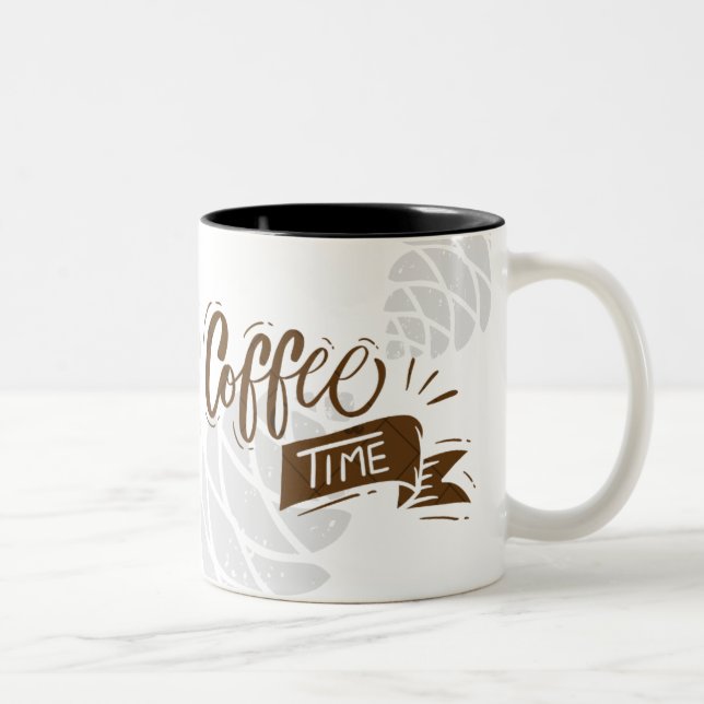 Minimalist Rustic Typography coffee time gift Two-Tone Coffee Mug (Right)