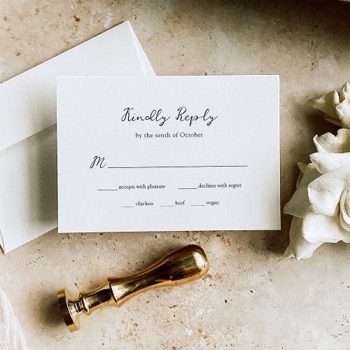 Minimalist Rustic Wedding  Meal Choice RSVP Card