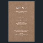 Minimalist Rustic Wedding menu card<br><div class="desc">Designed to coordinate with our Minimalist Rustic Collection, this customizable wedding menu card features a white classic font on a kraft effect background. This is a simple and minimalist rustic collection, very versatile and suitable for any wedding season. For more advanced customization of this design, e.g. changing layout, font or...</div>