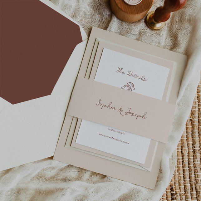 Minimalist Rustic Wedding | Neutral and Brown Invitation Belly Band (Creator Uploaded)