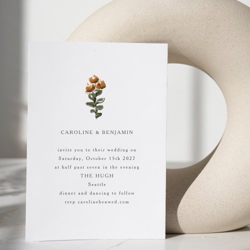 Minimalist Rustic Whimsical Wildflower Wedding Invitation