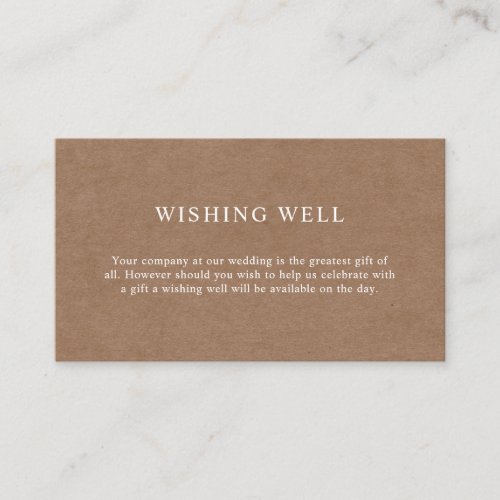 Minimalist Rustic Wishing Well Enclosure Card