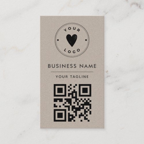 Minimalist Rusty Kraft Add Your Own Logo Qr Code Business Card