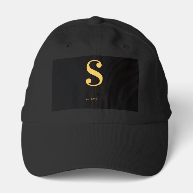 Minimalist s Black Hat | Gold Letter Cap | Monogra (Front)
