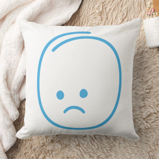 Minimalist Sadness Icon Throw Pillow (Blanket)