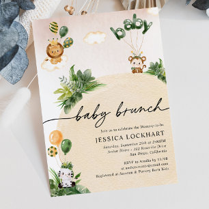 Minimalist Safari Girl Baby Brunch Invitation