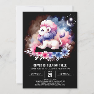 Minimalist Safari Lion Birthday Invitation