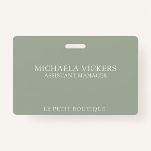 Minimalist Sage and White Professional Business Badge