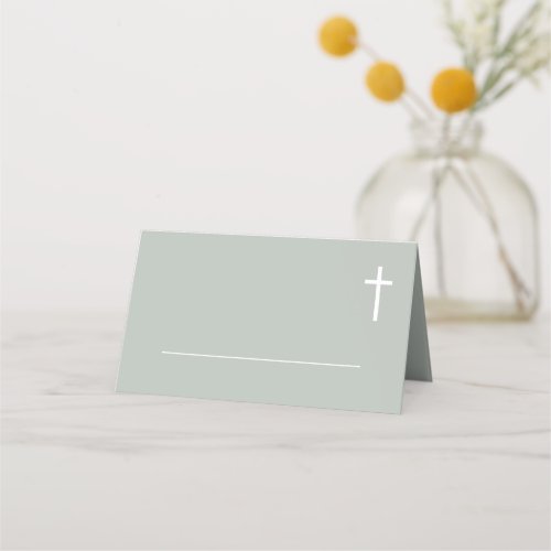 Minimalist Sage baptism place cards