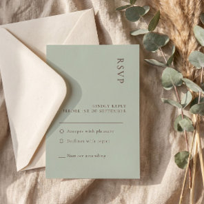 Minimalist Sage Bohemian Wedding RSVP card
