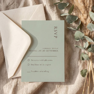 Minimalist Sage Bohemian Wedding RSVP card