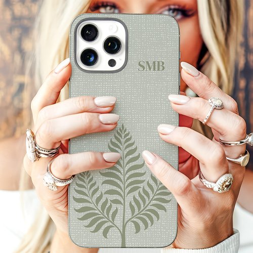 Minimalist Sage Botanical Monogram Iphone 16 Pro Max Case