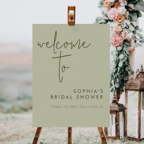 Minimalist Sage Bridal Shower Welcome Sign