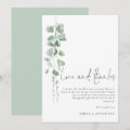 Minimalist Sage Eucalyptus Wedding Love Thanks Thank You Card | Zazzle