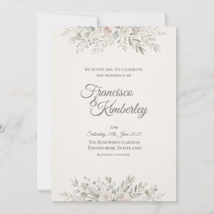 Minimalist Sage Floral Sprig Wedding Invitation