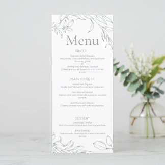Minimalist Sage Floral Wedding Menu