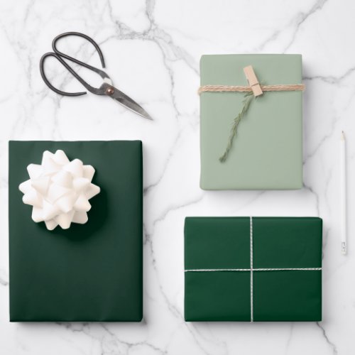 Minimalist Sage Forest Dark Green Solid Colors Wrapping Paper Sheets