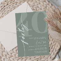 Minimalist Sage Forty 40th Birthday Party