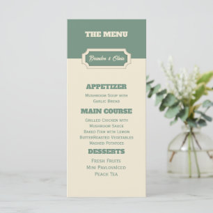 Minimalist Sage Green and Cream Formal Menu