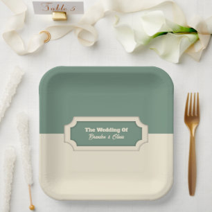 Minimalist Sage Green and Cream Formal Paper Plates