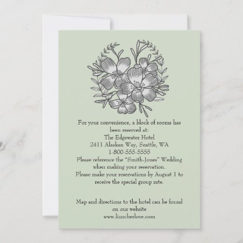 Minimalist Sage Green and Gray Floral  Invitation