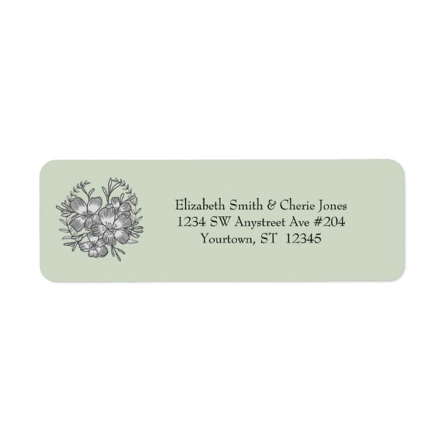 Minimalist Sage Green and Gray Floral Label (Front)