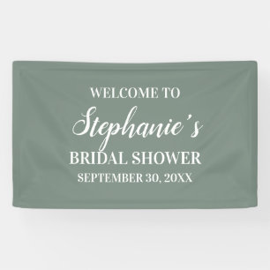Minimalist Sage Green and White Bridal Shower Banner