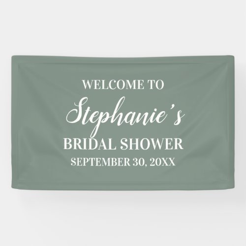 Minimalist Sage Green and White Bridal Shower   Banner