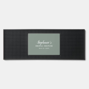Minimalist Sage Green and White Bridal Shower Bar Mat
