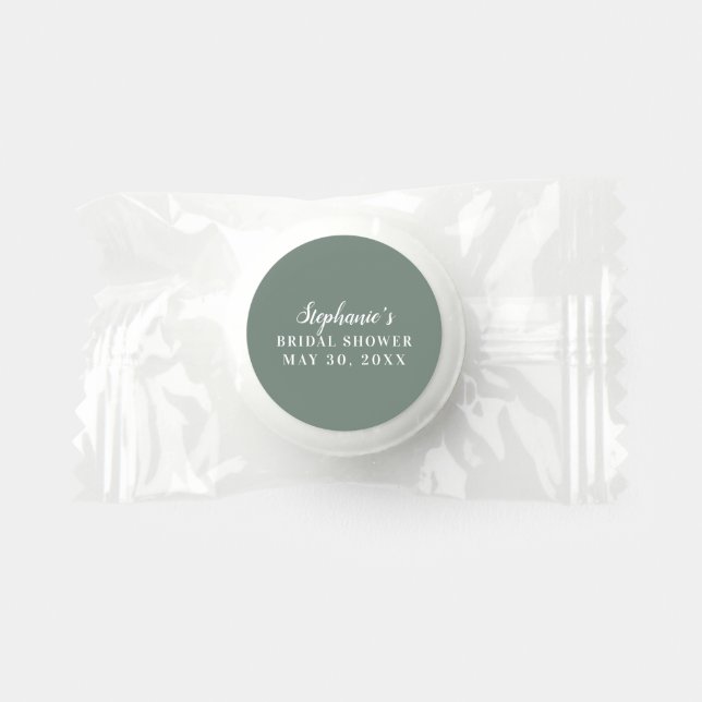 Minimalist Sage Green and White Bridal Shower      Life Saver® Mints (Front)